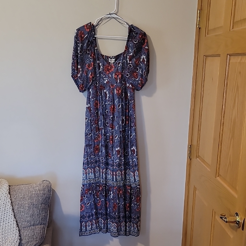 Knox Rose Blue and Red Floral Midi Dress